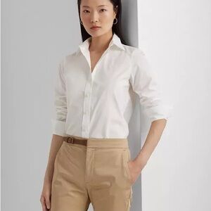 Lauren Ralph Lauren White Non Iron Cotton Button Down Size Small